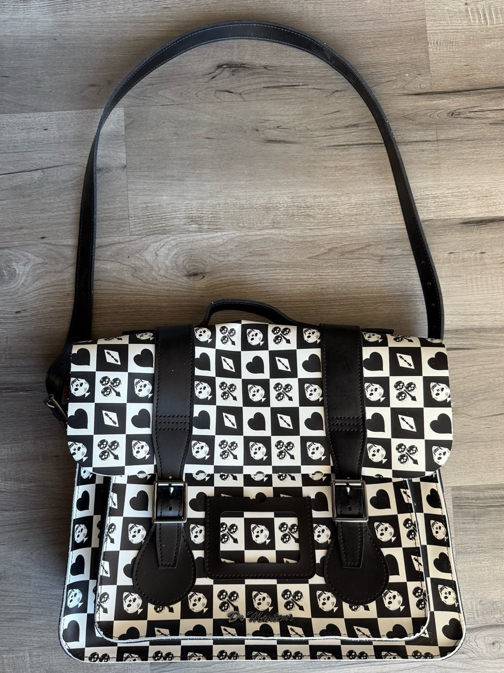 Dr Martens Playing Cards Skull Checkered Satchel Bag Purse